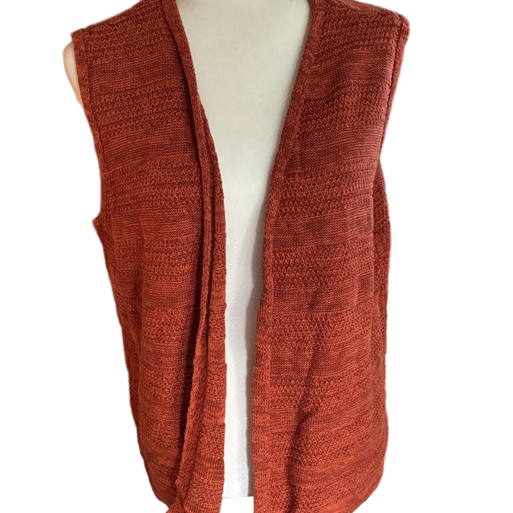 Christopher & Banks Rust Open Front Cardigan Vest